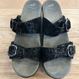 Dansko Women's Black Buckle Slide Sandals